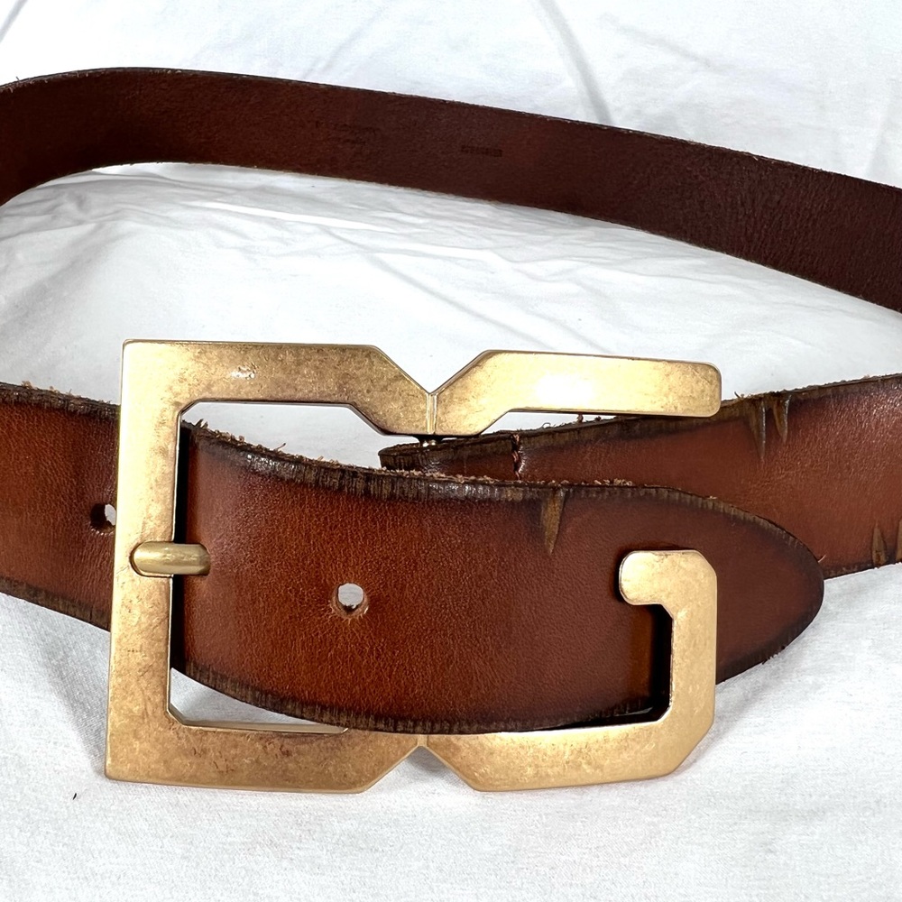 DOLCE & GABBANA Large D&G Square Logo Belt Tan Leather Made in Italy 100-40